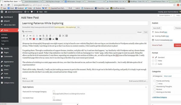 Screenshot of the Wordpress backend