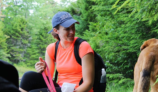 Katie smiles at Hines while sitting near Bubb Lake
